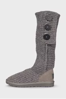 Gray knitted boots