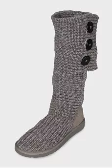 Gray knitted boots