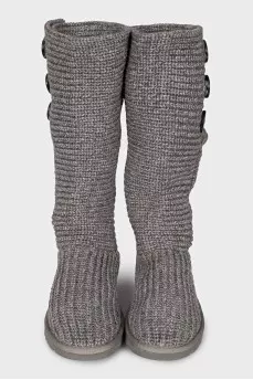 Gray knitted boots