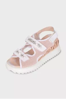 Velcro sandals decorated with crystals