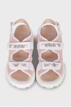 Velcro sandals decorated with crystals