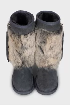 Suede Ugg boots decorated with fur
