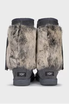 Suede Ugg boots decorated with fur