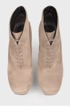 Vintage suede lace-up ankle boots