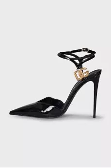 Patent leather slingbacks with stiletto heels