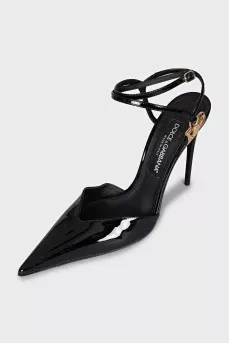 Patent leather slingbacks with stiletto heels