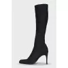 Pointed-toe fabric boots
