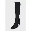 Pointed-toe fabric boots