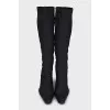 Pointed-toe fabric boots