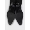 Pointed-toe fabric boots