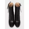 Black leather lace-up ankle boots