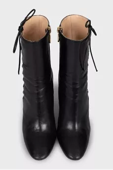 Black leather lace-up ankle boots