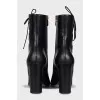 Black leather lace-up ankle boots