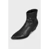 Leather Cossack boots with a zipper
