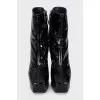Patent leather ankle boots with high platform