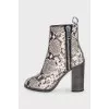 Animal print leather ankle boots