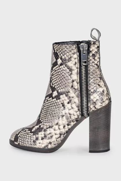 Animal print leather ankle boots