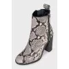Animal print leather ankle boots