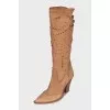 Leather Cossack boots with perforations