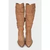 Leather Cossack boots with perforations