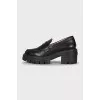 Leather high-heeled loafers