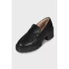 Leather high-heeled loafers
