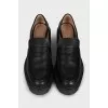 Leather high-heeled loafers