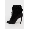 Ankle boots with large black sequins