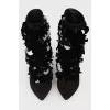 Ankle boots with large black sequins
