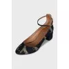 Textile shoes with a gold print