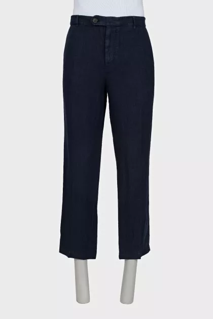 Men's straight-leg linen trousers