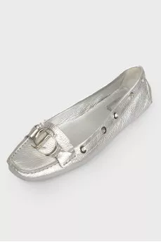 Silver loafers with lacing