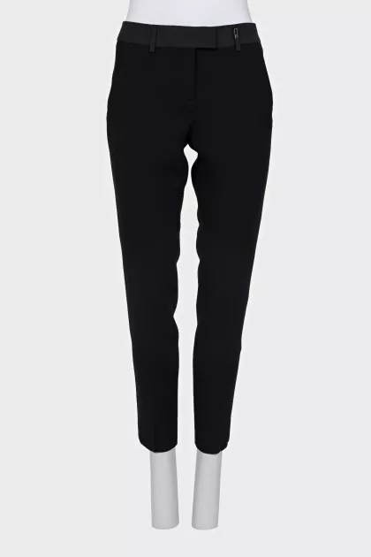 Tapered black wool trousers