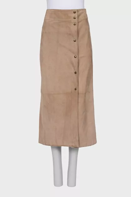 Suede skirt with buttons