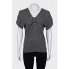 Gray T-shirt with neckline decoration