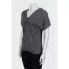 Gray T-shirt with neckline decoration