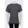 Gray T-shirt with neckline decoration