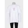 Мужской oversize лонгслив с принтом