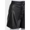 Black eco-leather shorts