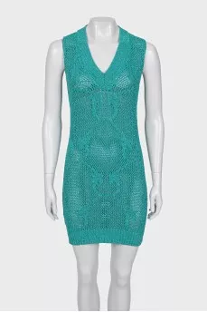 Openwork dress with shiny thread