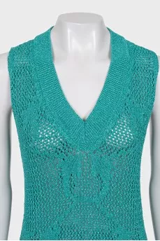 Openwork dress with shiny thread