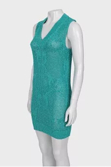 Openwork dress with shiny thread