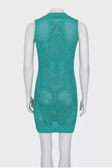 Openwork dress with shiny thread