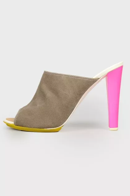 Pink high heel mules