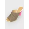 Pink high heel mules