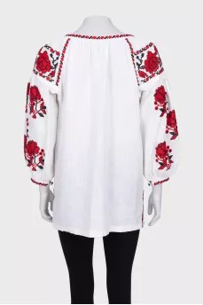 Embroidered button-down blouse