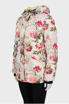 Straight down jacket with a floral print