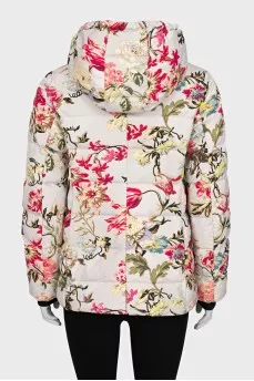 Straight down jacket with a floral print