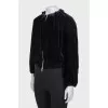Velvet cardigan with voluminous sleeves