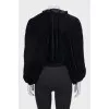 Velvet cardigan with voluminous sleeves